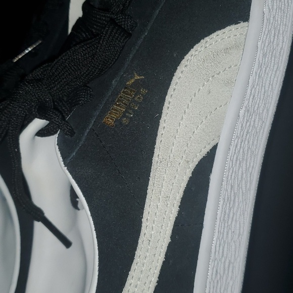 Puma Sneakers Boys Kids Size 7m 7c 7 Black Gray Side Stripe Suede Low To… - Picture 11 of 15